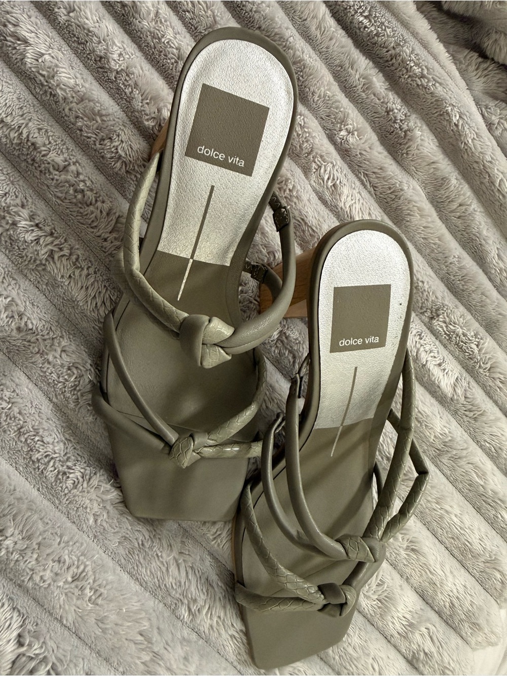 Dolce Vita Braided Olive Strappy Block Heel Sandals